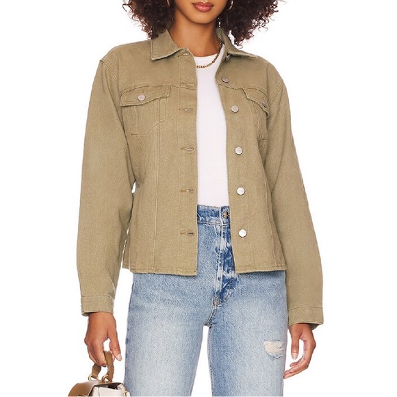 NWT Revolve Superdown Clarissa Belted Jacket Size M Green Denim - Picture 3 of 4